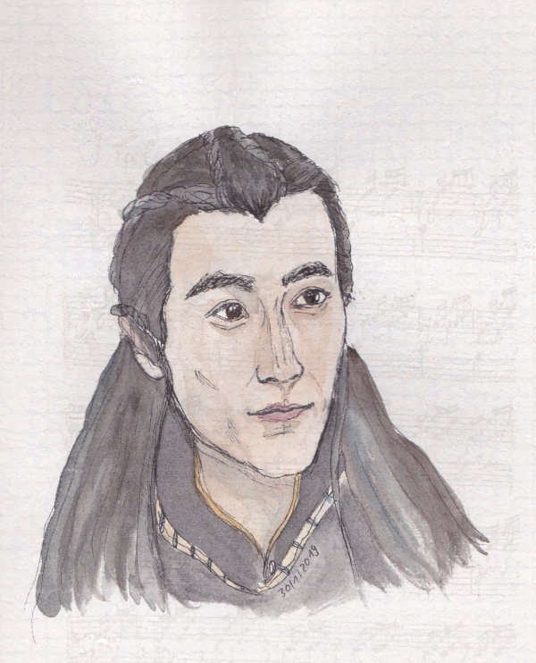 long-haired cute man portrait