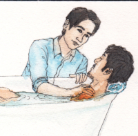 Shen Wei washing Yunlan who is bathing