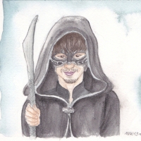man in cloak and hood