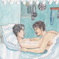 Weilan embracing in bed
