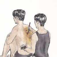 Shen Wei painting Yunlans back