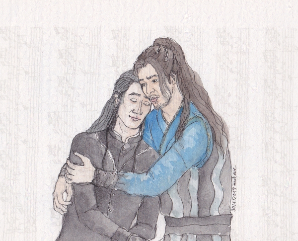 two men cuddling