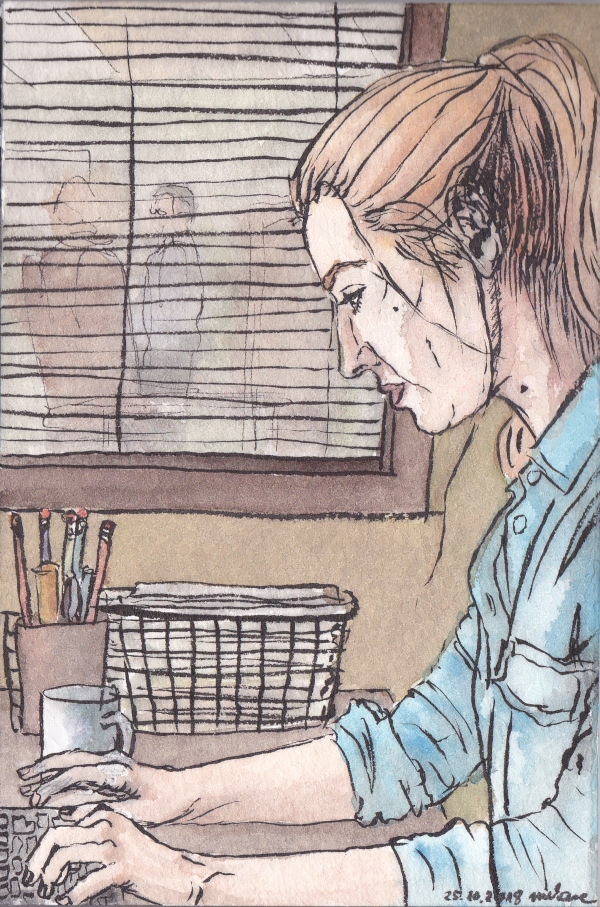 woman working on a laptop