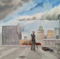 Clint Barton on a New York rooftop
