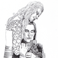 Morgause hugging Morgana