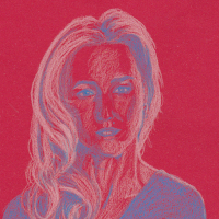 Bedelia portrait on red paper