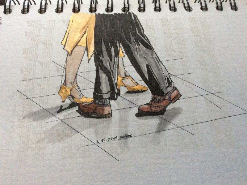 two pairs of feet dancing
